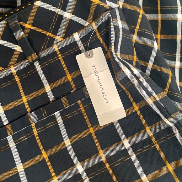 NWT!! ANTHROPOLOGIE The Essential Plaid Pants Black Orange Academia Preppy 10 - Picture 11 of 16